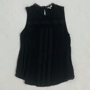 Gap Black Lace Decorated Tank Top w/high neckline
